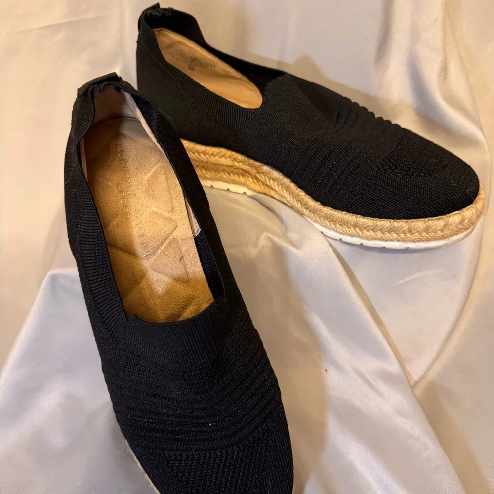 Adrienne Vittadini Sport Black Knit Slip-On Trainer